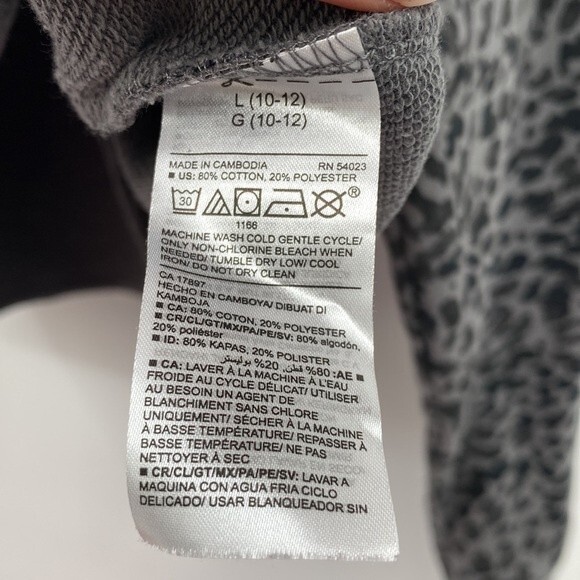 Old Navy Girls Cropped Hoodie Sweatshirt Vintage Raw Gray Oyster L 10-12 crop - Picture 4 of 6